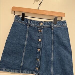 Denim Button-Front Skirt